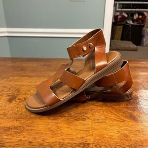 FRANCO SARTO Womens Brown Genevia Open Toe Wedge Gladiator Sandals Shoes 8.5